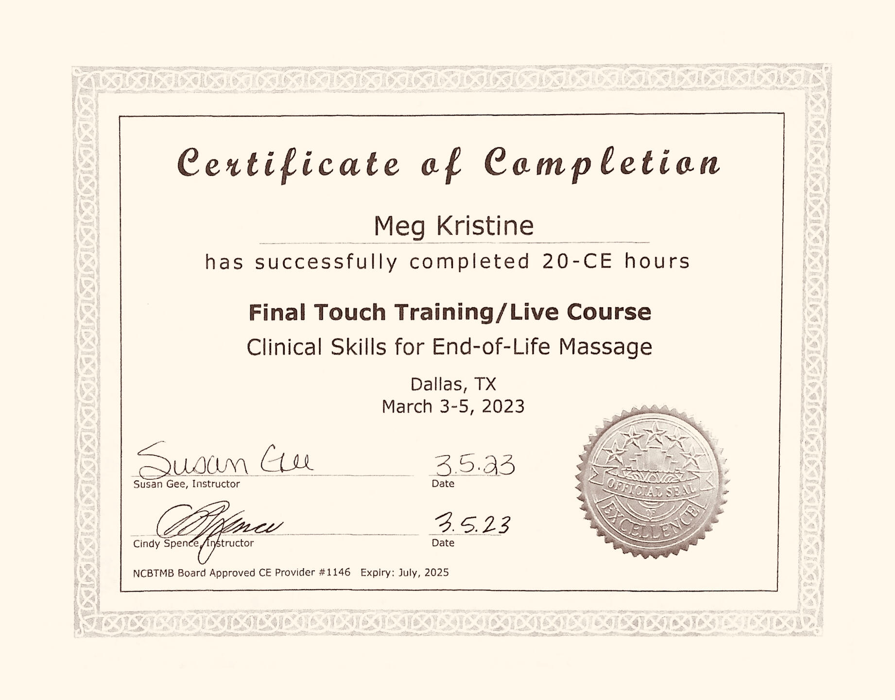 Palliative/Hospice Massage & Touch Therapy