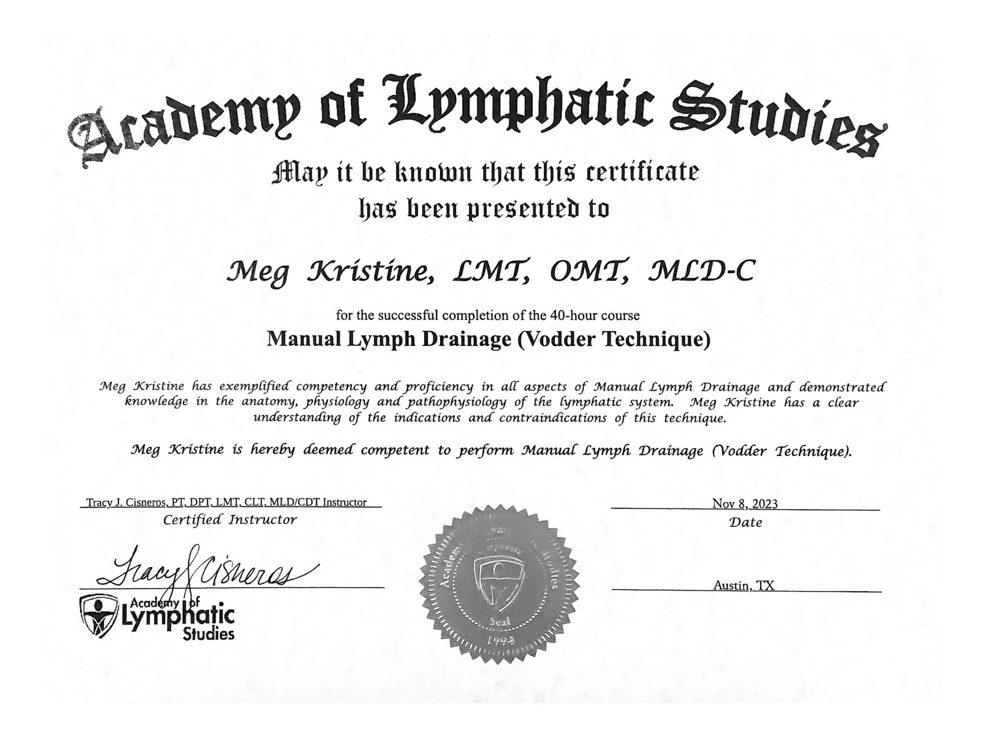 MLD- Manual Lymphatic Drainage (Vodder Technique)